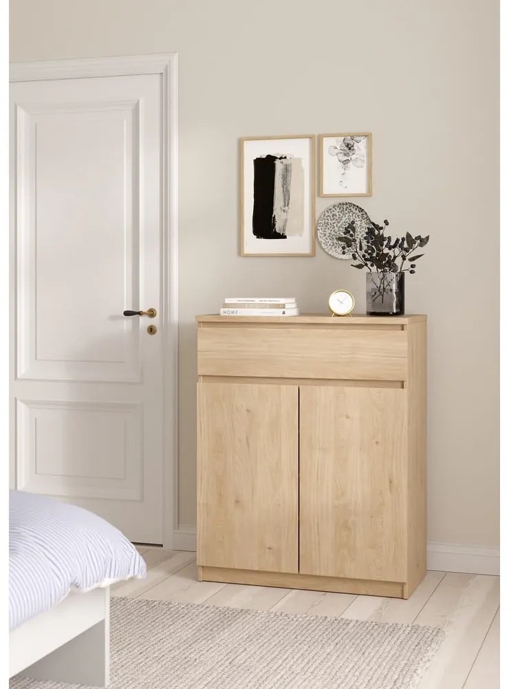 Скрин от дъбов декор в естествен цвят 80x100x40 cm Naia – Tvilum