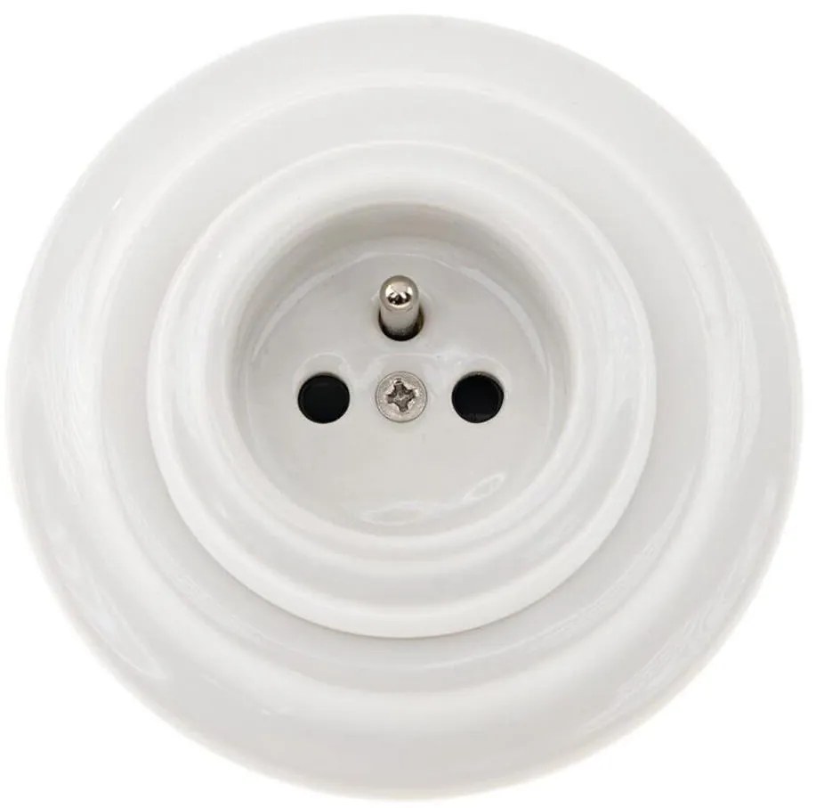 Bohemia-Design - Порцеланова ретро битова розетка с рамка 250V/16A, бяла