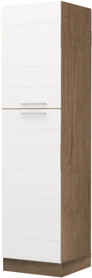 Висок подов шкаф Hudson K23-60-1KF-Walnut - White