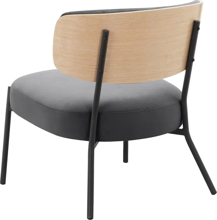 Сив кадифен фотьойл с табуретка Jerry – Støraa