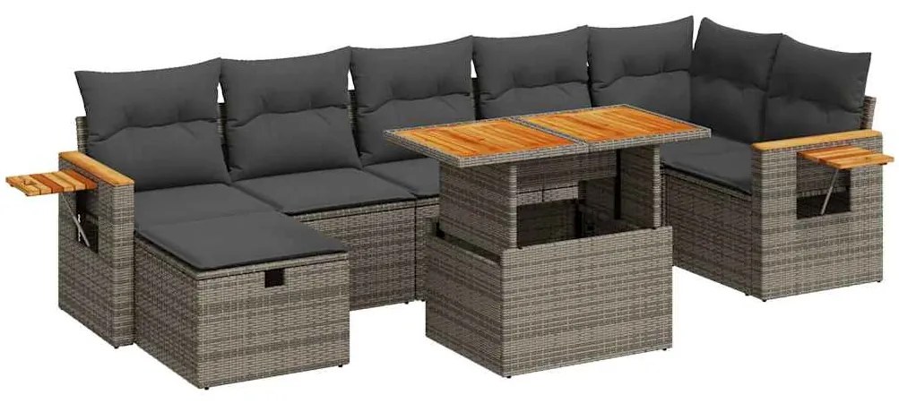 3328145 vidaXL Градински комплект с възглавници, 5 части, сив полиратан