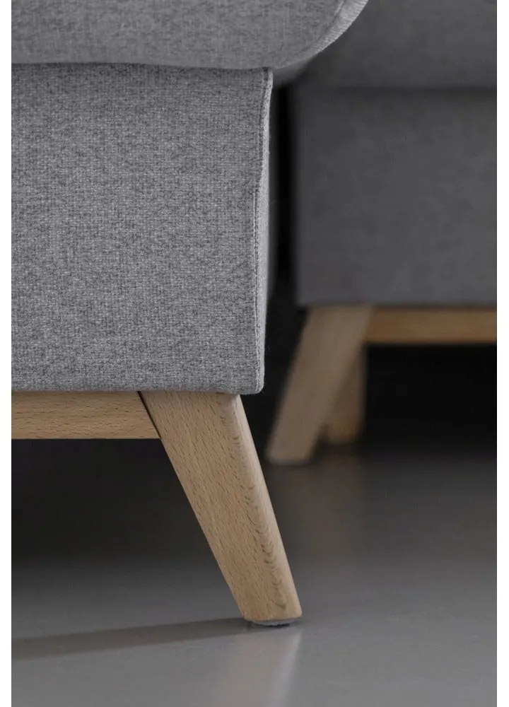 Светлосив разтегателен/с място за съхранение ъглов диван (ляв ъгъл) Scandic Lagom – Miuform