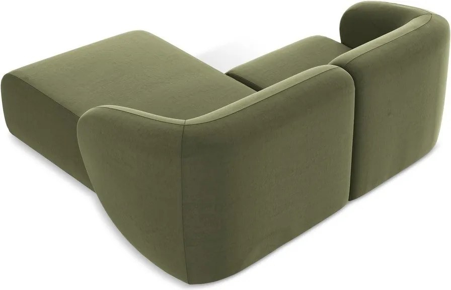 Зелен кадифен ъглов диван (десен ъгъл) Lani – Makamii