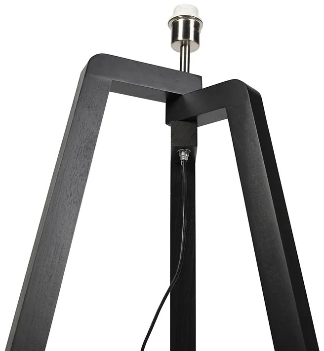 Селска подова лампа триножник черна без абажур - Puros