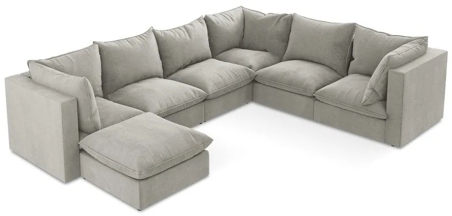 Светлосив ъглов диван (десен ъгъл/U форма) Manao – Makamii