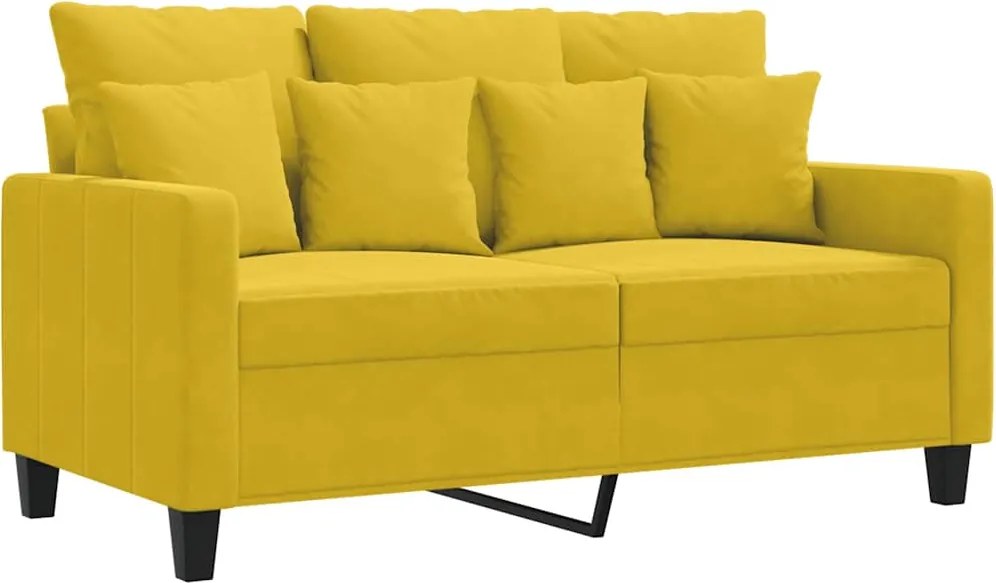 359299 vidaXL 2-местен диван, жълт, 120 см, кадифе