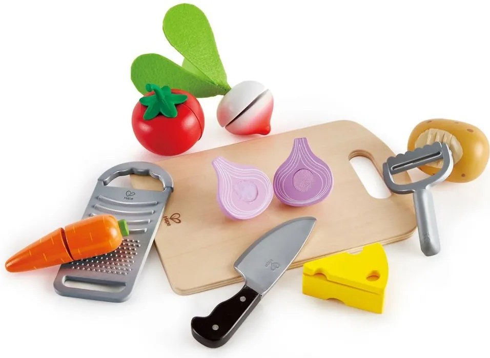 Hape - Дървен готварски комплект Зеленчуци