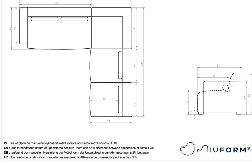Светлосив ъглов диван (десен ъгъл) Flex Felix – Miuform