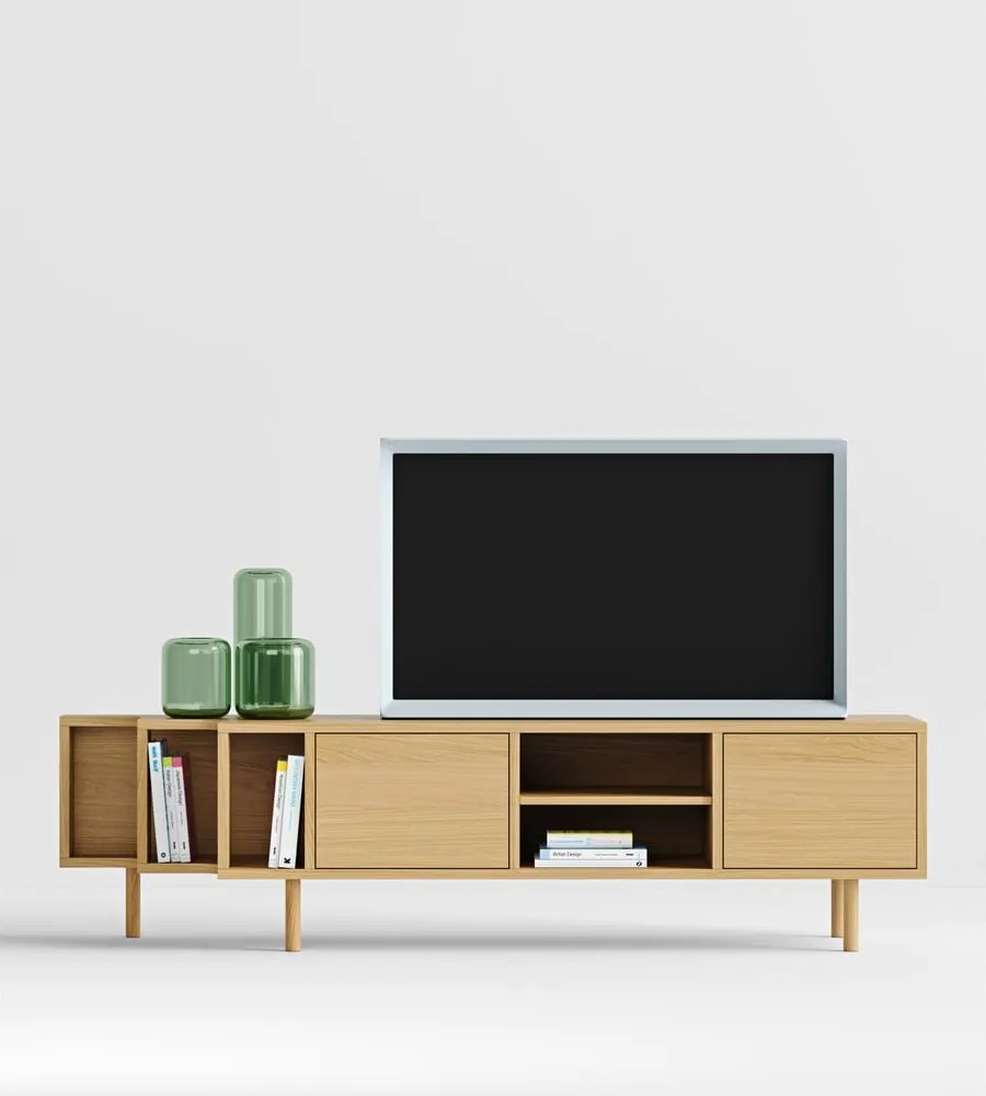 Маса за телевизор от декор от дъб в естествен цвят 189x50x44 cm Shift – Woodman