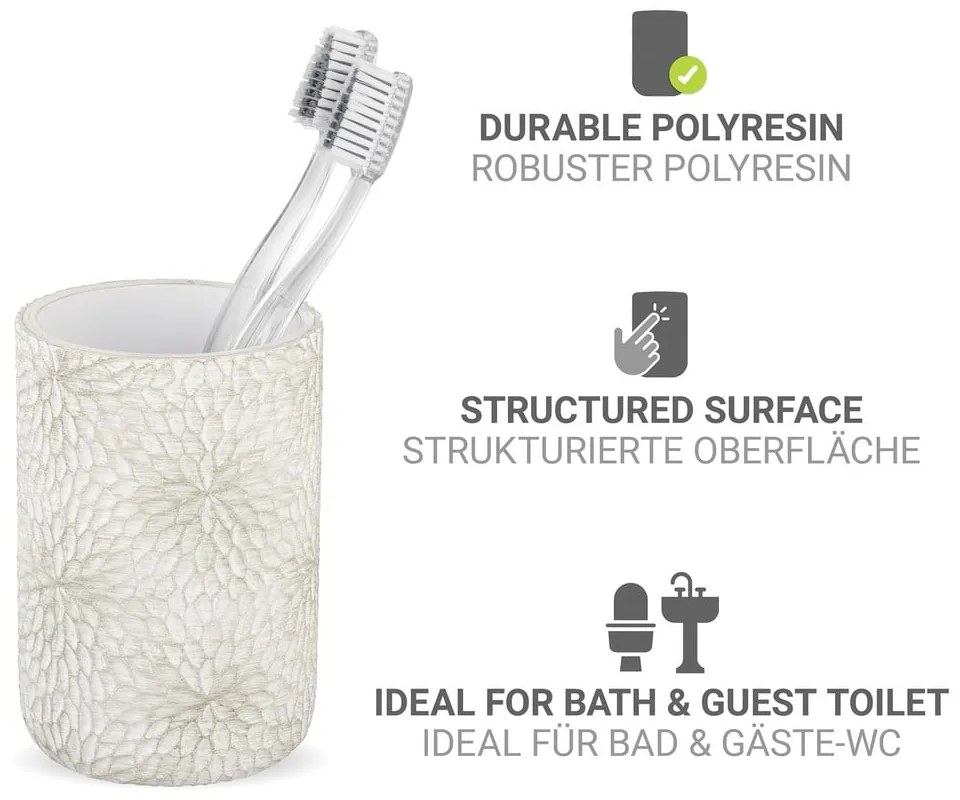 Чаша за четки за зъби от полиресин в бял и златист цвят Montalfano – Wenko