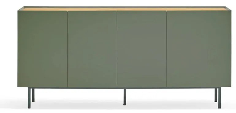 Зелен/естествен нисък скрин от декор от дъб 165x78 cm Arista – Teulat