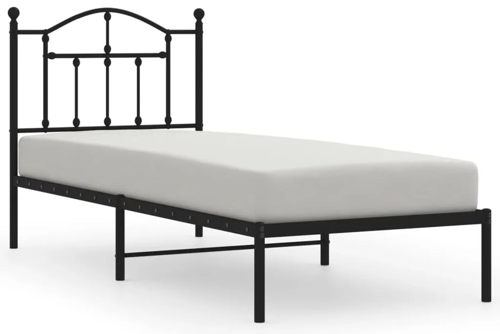 353431 vidaXL Метална рамка за легло с горна табла, черна, 90x190 см