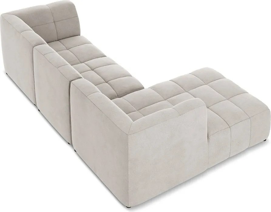 Бежов кадифен ъглов диван (ляв ъгъл) Aloha – Makamii