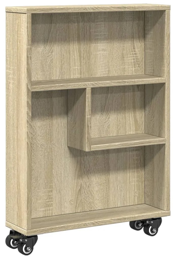 855225 vidaXL Тясна количка за съхранение, дъб сонома, 48x13x68 см, инженерно дърво