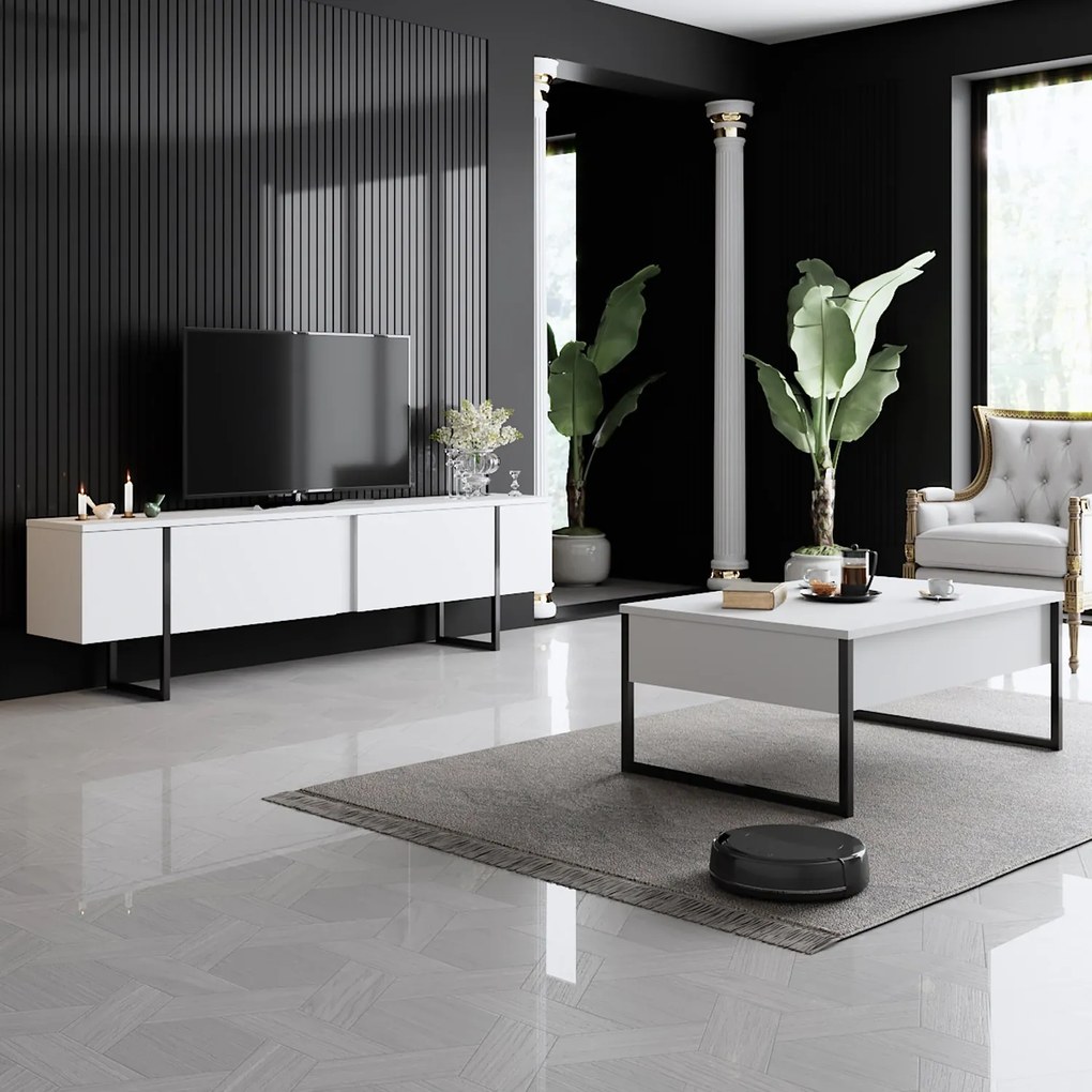 ТВ шкаф Luxe, цвят Бял Черен