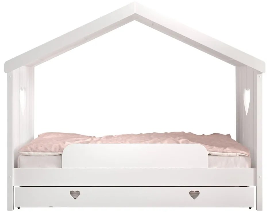 Бяло разтегателно детско легло къща от масивен бор с място за съхранение 90x200 cmAMORI – Vipack