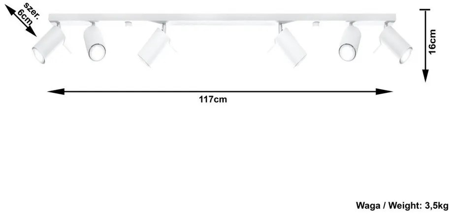 Бяло таванно осветително тяло 6L Etna - Sollux