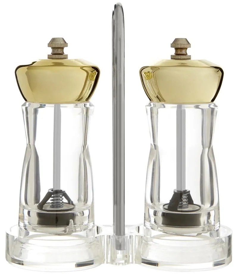 Комплект мелничка за сол и пипер със стойка със сребърни детайли - Premier Housewares