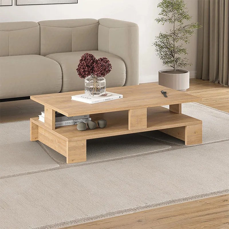 Mansu меламинов кафе масичка в естествен бук цвят 80x50x27см.