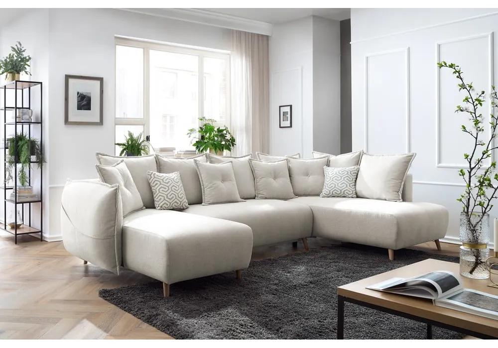 Кремав разтегателен диван (ляв ъгъл) Nessa - Bobochic Paris