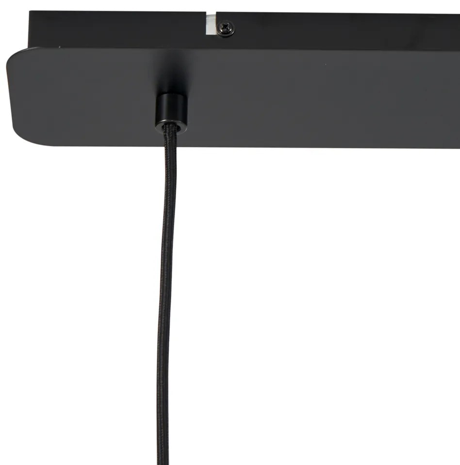 Japandi висяща лампа черна с кафяв текстилен абажур 2 светлини - Bida