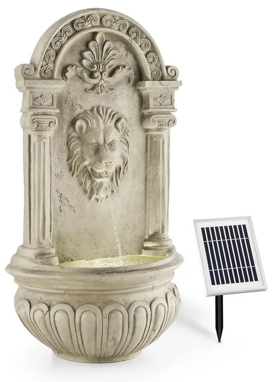 Blumfeldt Löwenstein фонтан за стена градински фонтан Solar 2W LED полирезинен вид камък