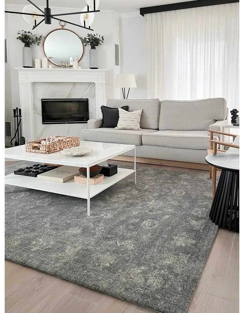 Сив вълнен килим 300x400 cm Calisia Vintage Flora – Agnella