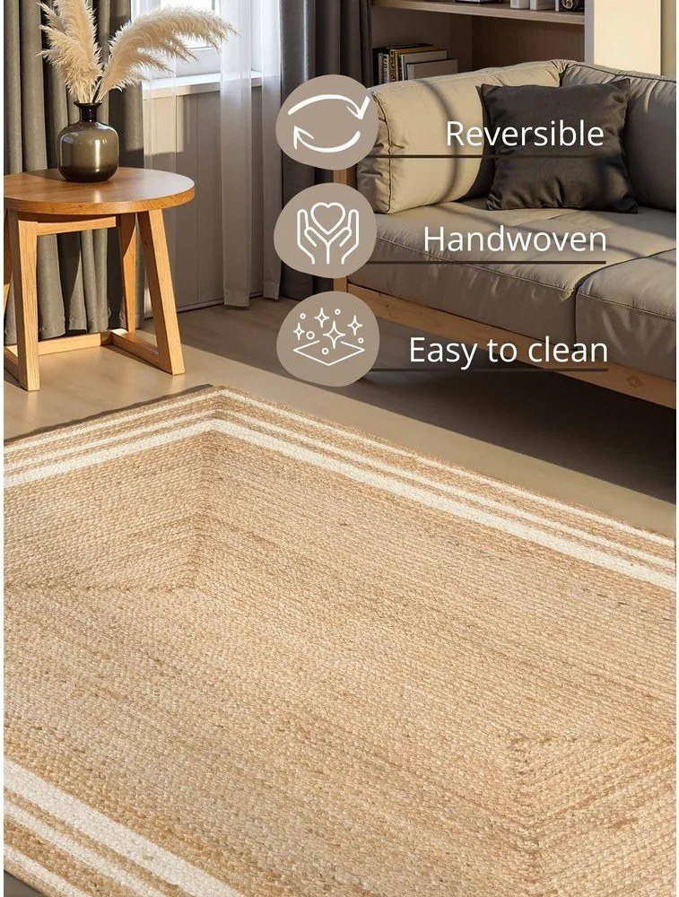 Кремав/в естествен цвят двустранен/ръчно изработен ютен килим 120x170 cm Jutta – Hanse Home