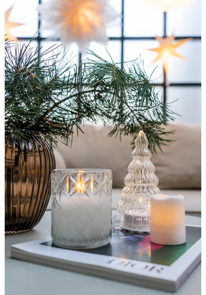 Бяла LED восъчна свещ в стъкло, височина 10 см Flamme Romb - Star Trading