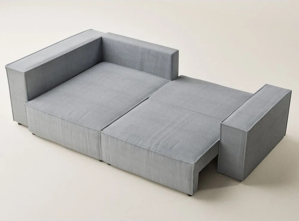 Сив сгъваем/с място за съхранение ъглов диван от рипсено кадифе (ляв ъгъл/L форма) Tonga – Maison de Rêve
