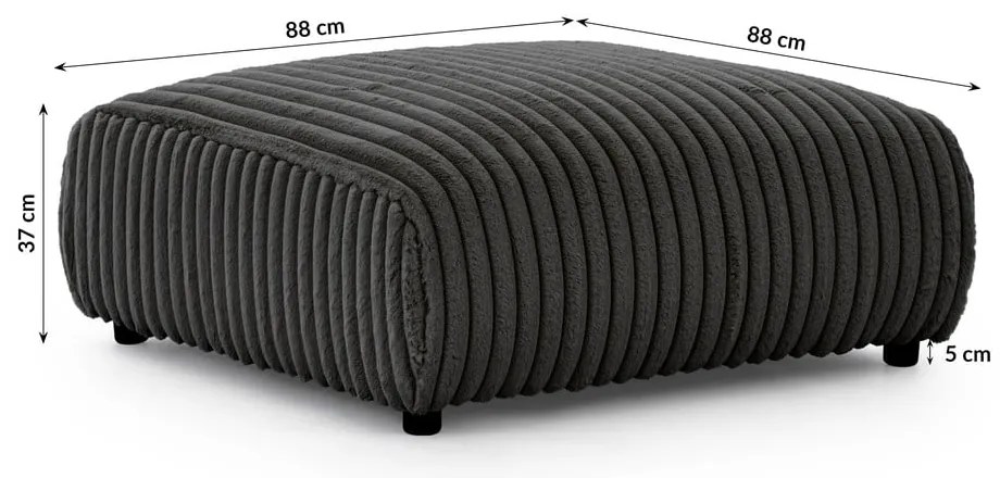 Тъмносива табуретка от рипсено кадифе Justin – Ropez