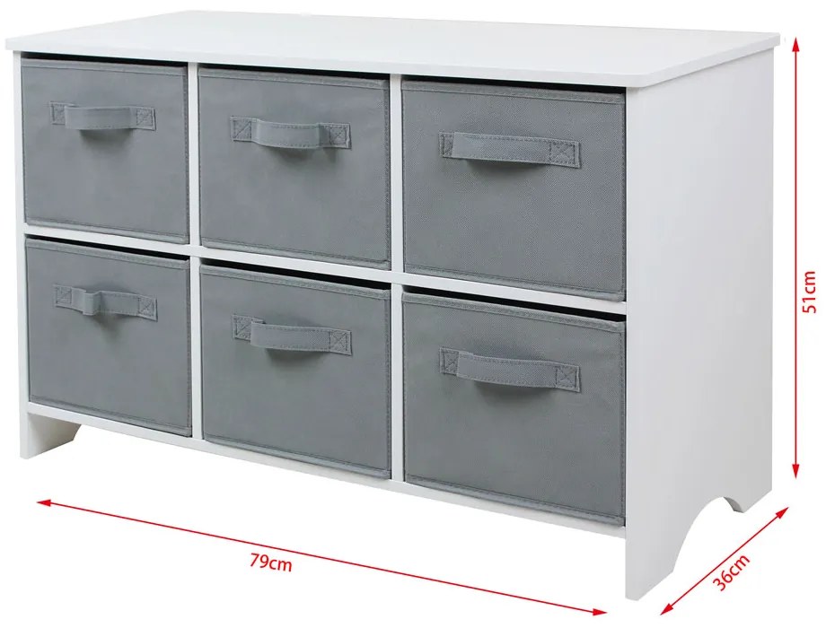 GINGER HOME Скрин с 6 кутии за съхранение WHITE/GREY