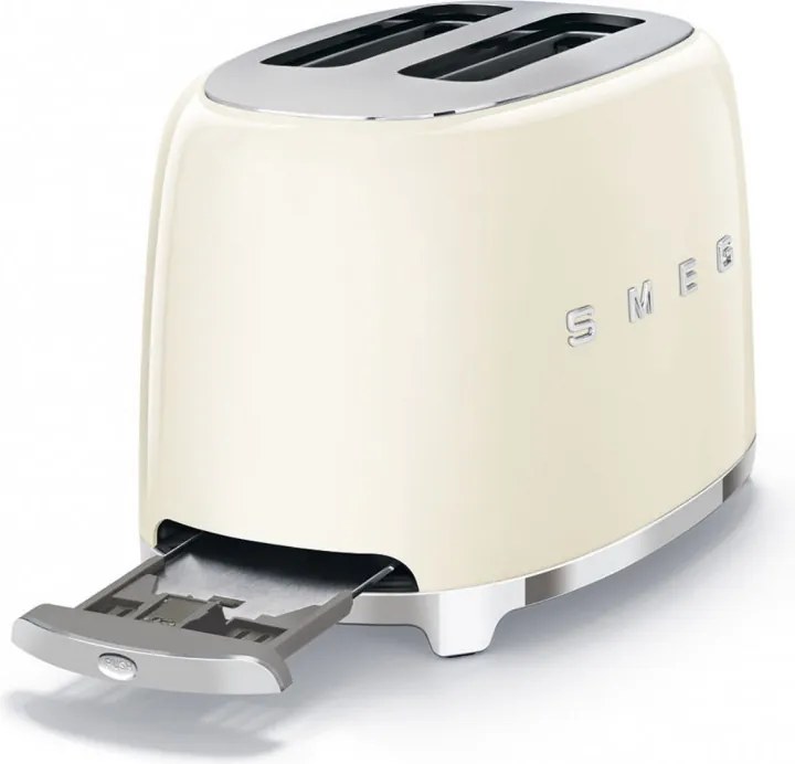 Тостер за хляб SMEG 50's Style TSF01CREU, 950W, 2 филии, 6 нива, Тавичка за трохи, Вграден кабел, Неръждаема стомана, Кремав