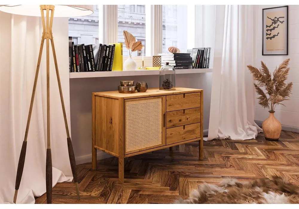 Нисък скрин от дъб 97x69 cm Pola - The Beds