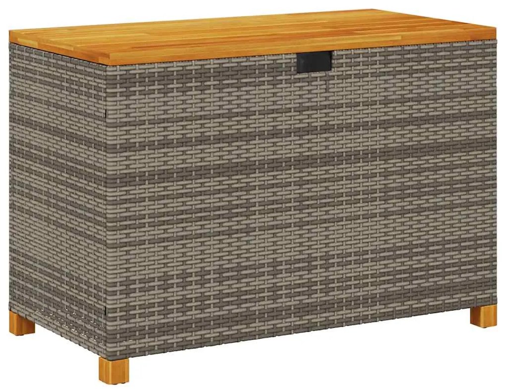 366286 vidaXL Градинска кутия за съхранение сив 110x55x63 см PE ратан акация