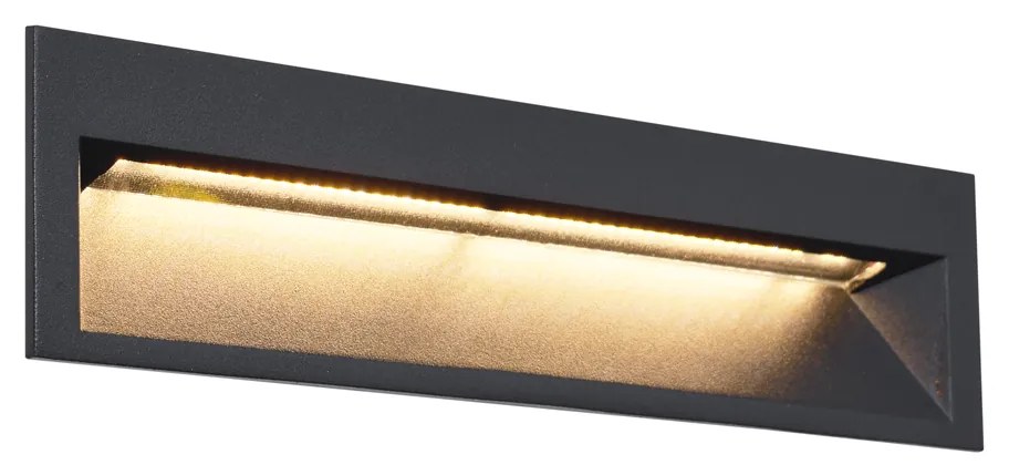 Модерна вградена стенна лампа черна 28 см с LED IP65 - Мерт