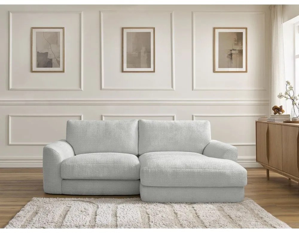 Светлосив шенилов ъглов диван (десен ъгъл) Leonore – Bobochic Paris
