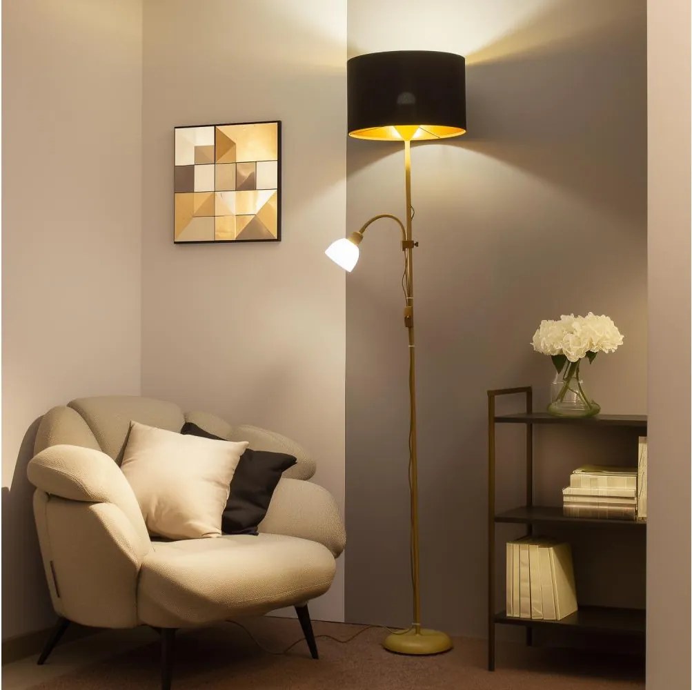 Brilagi - Подова лампа CERIA 1xE27/100W/230V + 1xE14/25W златна/черна