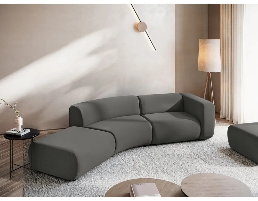 Сив кадифен шезлонг (ляв ъгъл) Ekahi – Makamii