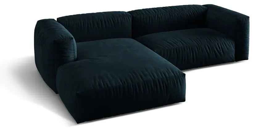 Тъмносин кадифен модулен ъглов диван (ляв ъгъл) Martina – Micadoni