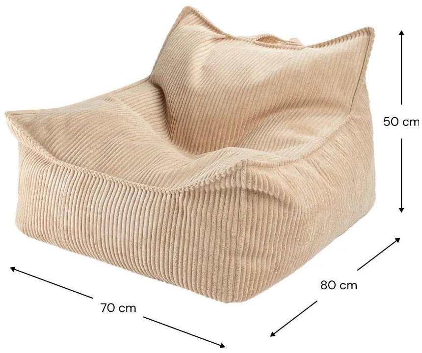 Светлокафяв детски пуф от рипсено кадифе Chair – Wigiwama