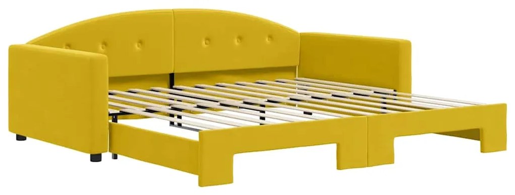 3197313 vidaXL Канапе с изтеглящо разтегателно легло жълто 100x200 см кадифе