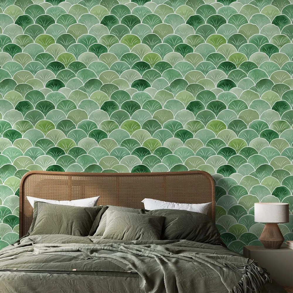 Тапет – Зелени геометрични арки