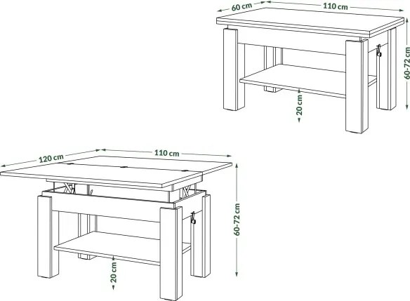 БРАВО Дъб Артисан - РАЗТЕГАТЕЛНА ХОЛНА МАСА С ПОВДИГАЩ МЕХАНИЗЪМ И С РАФТ