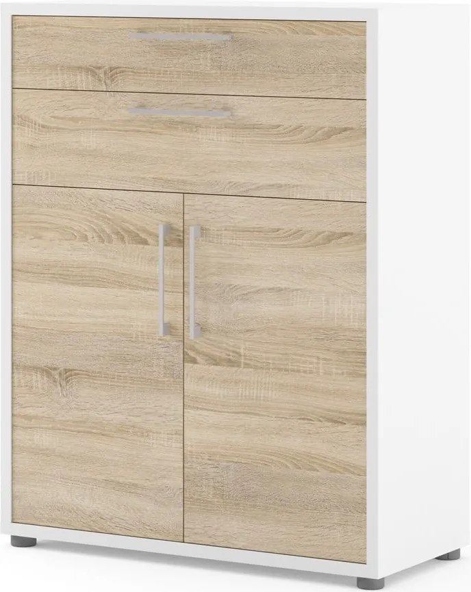 Бяло-естествена модулна библиотека от дъбов декор 89x113 cm Prima – Tvilum