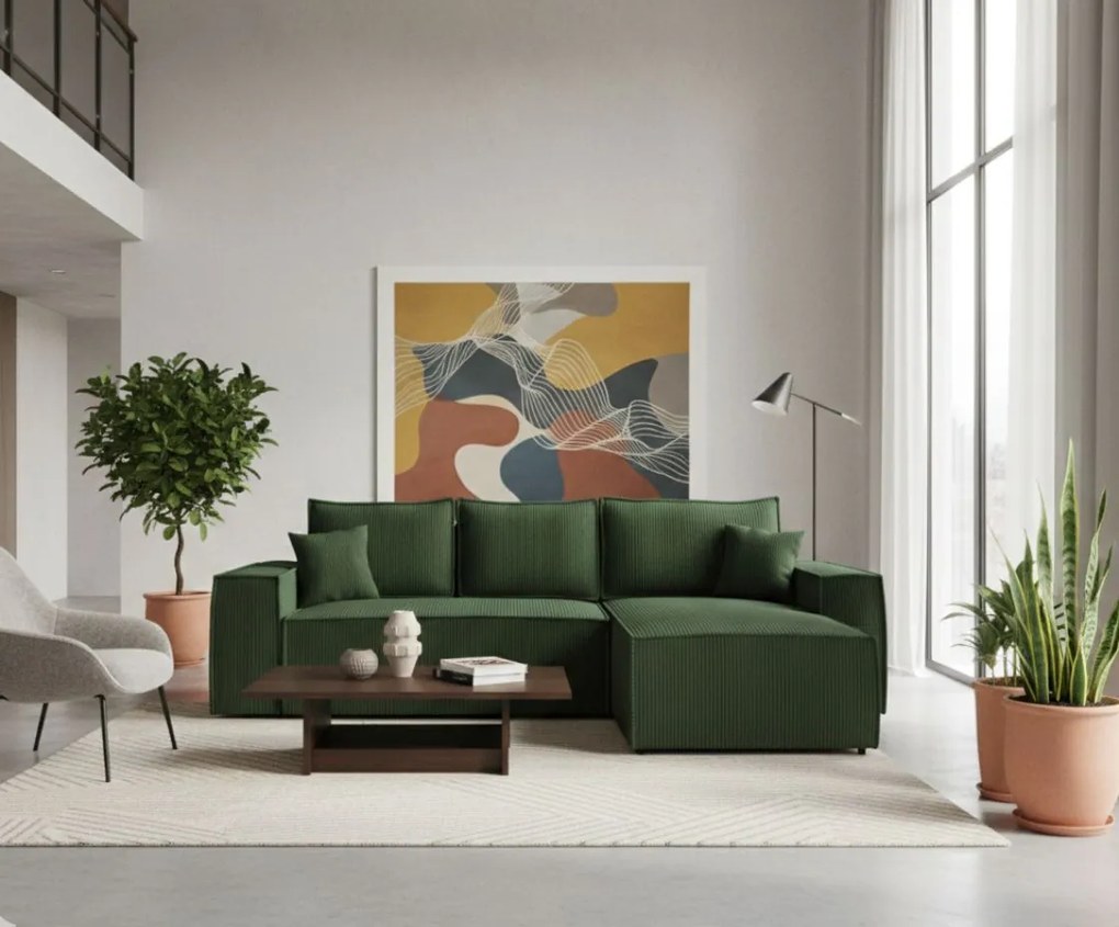 Ъглов диван Malaga mini I-Prasino-Right