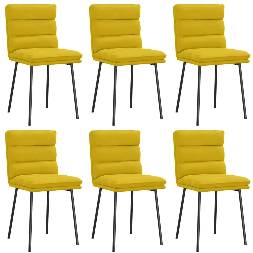 3315659 vidaXL Трапезни столове, 6 бр, жълти, кадифе