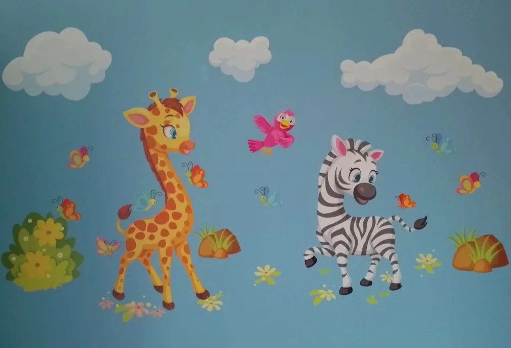 Страхотен детски стикер за стена - сафари с животни Šírka: 60 cm | Dĺžka: 120 cm