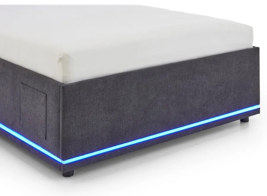 Тъмносиво тапицирано детско легло 120x200 cm с място за съхранение с включена подматрачна рамка Circle – Meise Möbel