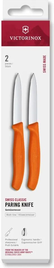 Victorinox - Комплект кухненски ножове за зеленчуци SWISS CLASSIC 8 см, 2 бр., оранжеви